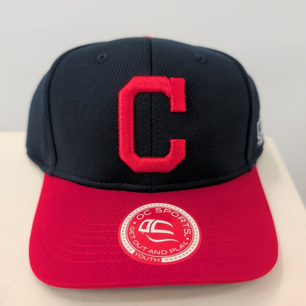 Cleveland Guardians OC Sports Embroidered Baseball Performance Cap Hat Black Red